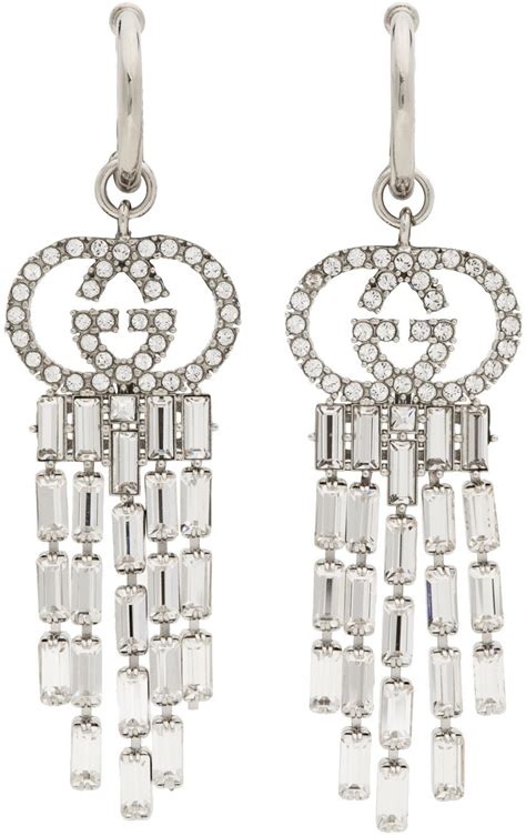 gucci silver drop earrings|gucci interlocking earrings.